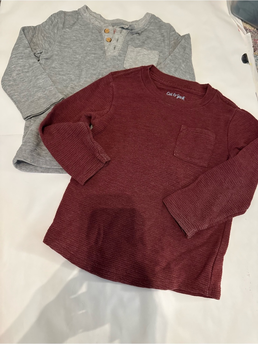Cat & Jack Burgundy Long-Sleeve Knit Top for Kids bundle